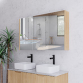 Sinclair Bathware Dustin 1200mm Fluted Mirrored Shaving Cabinet with Glass Shelves