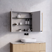 Sinclair Bathware Dustin 1200mm Fluted Mirrored Shaving Cabinet with Glass Shelves