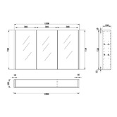 Sinclair Bathware Dustin 1200mm Fluted Mirrored Shaving Cabinet with Glass Shelves