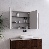 Sinclair Bathware Dustin 1200mm Fluted Mirrored Shaving Cabinet with Glass Shelves