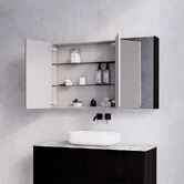 Sinclair Bathware Dustin 1200mm Fluted Mirrored Shaving Cabinet with Glass Shelves