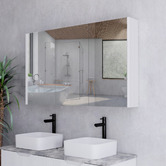 Sinclair Bathware Dustin 1200mm Fluted Mirrored Shaving Cabinet with Glass Shelves