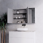 Sinclair Bathware Dustin 1200mm Fluted Mirrored Shaving Cabinet with Glass Shelves