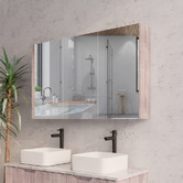 Sinclair Bathware Dustin 1200mm Fluted Mirrored Shaving Cabinet with Glass Shelves