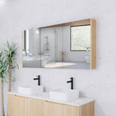 Sinclair Bathware Dustin 1500mm Fluted Mirrored Shaving Cabinet with Glass Shelves