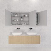 Sinclair Bathware Dustin 1500mm Fluted Mirrored Shaving Cabinet with Glass Shelves