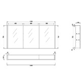 Sinclair Bathware Dustin 1500mm Fluted Mirrored Shaving Cabinet with Glass Shelves