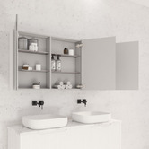 Sinclair Bathware Dustin 1500mm Fluted Mirrored Shaving Cabinet with Glass Shelves