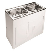 Sinclair Bathware Indira 1160mm Double Trough Stainless Laundry Tub