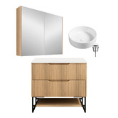 Sinclair Bathware Plaga 900mm Floormount Vanity Package with Shaving Cabinet
