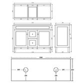 Sinclair Bathware Seraphina 1200mm Freestanding Double Vanity with Quartz Countertop