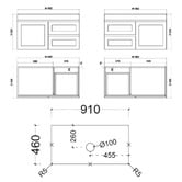 Sinclair Bathware Stefania 900mm Matte White Wall Hung Single Vanity with Stone Countertop