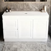 Sinclair Bathware Stefania 1200mm Matte White Freestanding Single Vanity with Stone Countertop