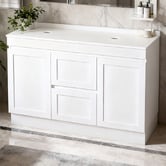 Sinclair Bathware Stefania 1200mm Matte White Freestanding Double Vanity with Stone Countertop