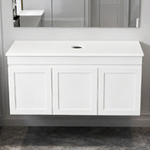 Sinclair Bathware Stefania 1200mm Matte White Wall Hung Single Vanity with Stone Countertop