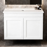 Sinclair Bathware Stefania 600mm Matte White Wall Hung Single Vanity with Stone Countertop