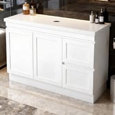 Sinclair Bathware Stefania 1200mm Matte White Freestanding Single Vanity with Stone Countertop