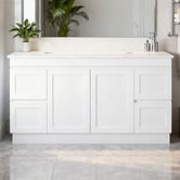 Sinclair Bathware Stefania 1500mm Matte White Freestanding Double Vanity with Stone Countertop