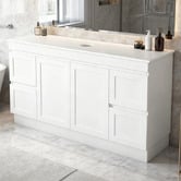 Sinclair Bathware Stefania 1500mm Matte White Freestanding Single Vanity with Stone Countertop