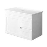 Sinclair Bathware Stefania 750mm Matte White Wall Hung Single Vanity with Stone Countertop