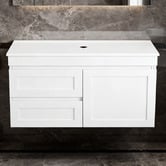 Sinclair Bathware Stefania 900mm Matte White Wall Hung Single Vanity with Stone Countertop