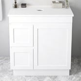 Sinclair Bathware Stefania 750mm Matte White Freestanding Single Vanity with Stone Countertop