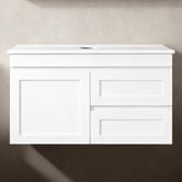 Sinclair Bathware Stefania 900mm Matte White Wall Hung Single Vanity with Stone Countertop
