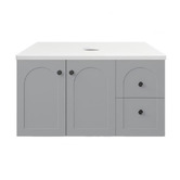 Sinclair Bathware Stevie 900mm Wall Hung Single Vanity with Stone Countertop