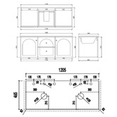 Sinclair Bathware Stevie 1200mm Wall Hung Double Vanity with Stone Countertop