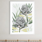 Vyve Fyre Design White Waratah I Printed Wall Art