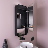 ADP Enzo 500mm Matte Black Bathroom Mirrored Cabinet