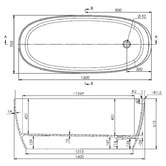 ADP Submerge 1600mm Cast Marble Oval Freestanding Bath