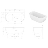 ADP Glacier Acrylic Oval Back to Wall Bath