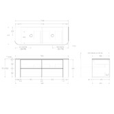ADP Thirroul 1500mm Wall Hung Double Vanity with Solid Surface Countertop