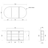 Timberline Ballad 1200mm  Oval Mirrored Shaving Cabinet