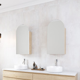 Timberline Church 400mm Arch Mirrored Shaving Cabinet with Melamine Shelves