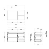 Timberline Florida Ensuite 800mm Wall Hung Vanity with Ceramic Countertop