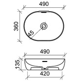 Timberline Giana 490mm Gloss White Above Counter Basin