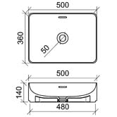 Timberline August 500mm Gloss White Above Counter Basin