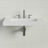 Timberline Accessible Essential 750mm Gloss White Rectangular Composite Wall Hung Basin