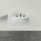 Timberline Accessible Essential 750mm Gloss White Rectangular Composite Wall Hung Basin