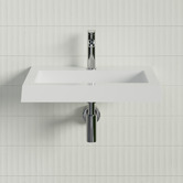Timberline Accessible Essential 600mm Gloss White Rectangular Composite Wall Hung Basin