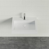 Timberline Accessible Essential 600mm Gloss White Rectangular Composite Wall Hung Basin