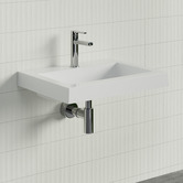 Timberline Accessible Essential 600mm Gloss White Rectangular Composite Wall Hung Basin