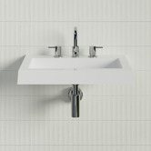 Timberline Accessible Essential 600mm Gloss White Rectangular Composite Wall Hung Basin