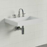 Timberline Accessible Essential 600mm Gloss White Rectangular Composite Wall Hung Basin