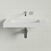 Timberline Accessible Essential 750mm Gloss White Rectangular Composite Wall Hung Basin