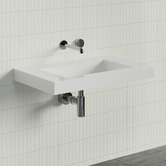 Timberline Accessible Essential 750mm Gloss White Rectangular Composite Wall Hung Basin