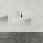 Timberline Accessible Essential 750mm Gloss White Rectangular Composite Wall Hung Basin