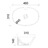 Timberline Clyde 460mm Gloss White Oval Ceramic Above Counter Basin with Overflow